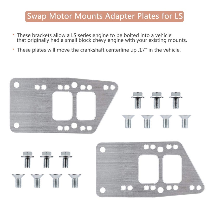 Yoursme for LS Swap Motor Mounts Adapter Plates - Universal Swap Bracket Small Block LS Conversion Adjustable Fit for LS1 LS3 LS2 LQ4 LQ9 LS6 L92 L99 L33 LR4 Billet Aluminum for SBC Vehicle to LS Engine - Image 3